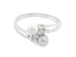 R. S. Covenant 1703 Silver Black & White Pearl with CZ Ring