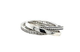 R. S. Covenant 6685 Silver three band rolling CZ Ring