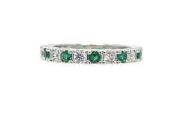 R. S. Covenant 6703 Silver Emerald CZ and CZ Ring