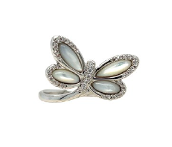 R. S. Covenant 6756 Silver Mother of Pearl CZ Butterfly Ring