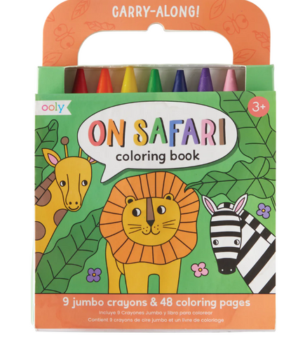 Carry Along Crayon & Coloring Book Kit - On Safari (Set of 10)