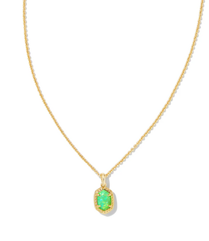 DAPHNE FRAMED SHORT PENDANT NECKLACE GOLD BRIGHT GREEN OPAL
