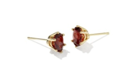 CAILIN CRYSTAL STUD EAR GOLD BURGUNDY CRYSTAL