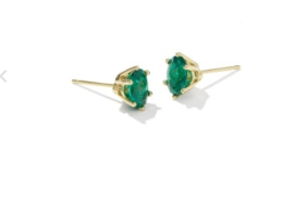 CAILIN CRYSTAL STUD EAR GOLD GREEN PERIDOT