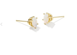 CAILIN CRYSTAL STUD EAR GOLD WHITE IRDSCNT