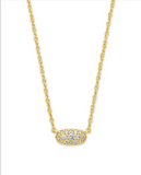 GRAYSON CRYSTAL PENDANT NECKLACE GOLD METAL WHITE CZ