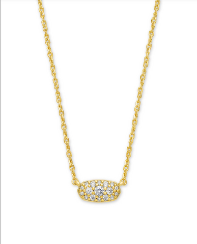 GRAYSON CRYSTAL PENDANT NECKLACE GOLD METAL WHITE CZ