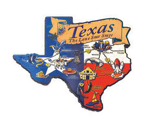 Texas Shaped Map Wood Magnet