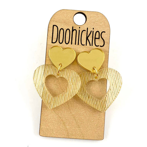 Shimmer Rain Double Cut Out Heart Acrylic Dangles Valentines Earrings