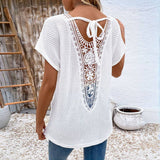 Top V-neck Short Sleeve Cutout
