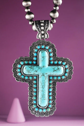 Urbanista - Western Hand Stone Cross Necklace