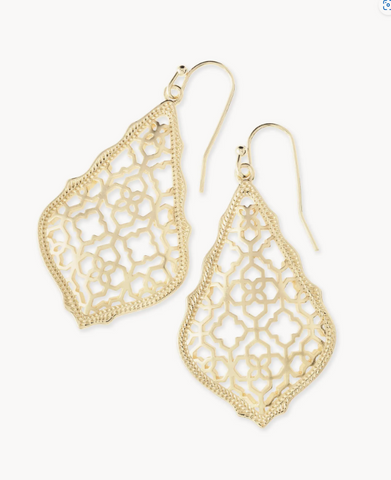 Addie Gold Drop Earrings in Gold Filigree