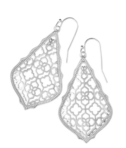 Addie Gold Drop Earrings in Silver Filigree