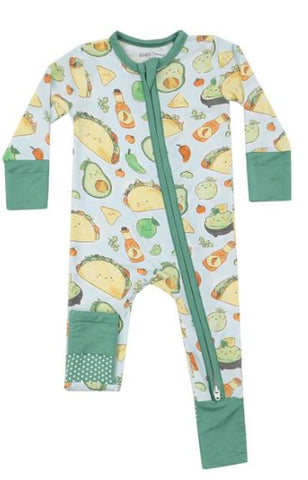 2 Way Zipper Romper - Happy Tacos - 3 - 6M