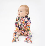 2 Way Ruffle Zipper Footie - Autumn Rose - 3 - 6M