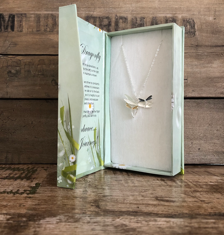 Carol Young Silver - Dragonfly jewelry w/CZ  Necklace in BOX