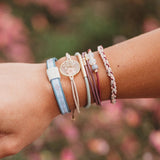 "Bloom" Maroon & Pink with Pressed Flowers Hair Tie Bracelets