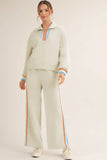 Striped Patchwork Quarter Zip Pullover Loose Pant Set
