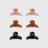 KITSCH - Recycled Plastic Mini Arched Clips 6pc Set - Soft Pink, Mocha & Black