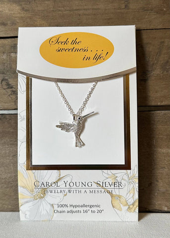Carol Young Silver - Hummingbird SPARKLE Petite Necklace