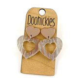 Shimmer Rain Double Cut Out Heart Acrylic Dangles Valentines Earrings