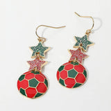 Sensibling Corp. - Mexico Glittered Double Star Soccer Ball Drop Earrings