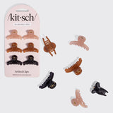 KITSCH - Recycled Plastic Mini Arched Clips 6pc Set - Soft Pink, Mocha & Black