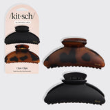 KITSCH - Recycled Plastic Medium Claw Clips 2pc - Black & Tort