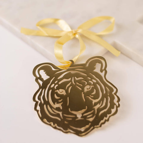 The Royal Standard - Tiger Face Ornament   Gold   4"