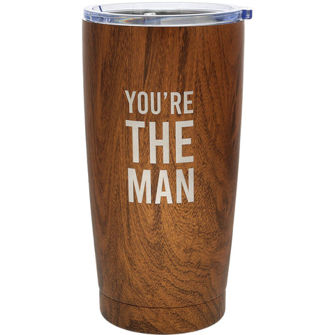 Pavilion - The Man - 20 oz Wood Finish Stainless Steel Travel Tumbler