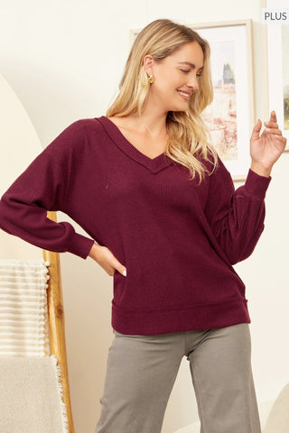 V Neckline Tunic - Wine