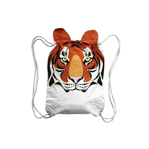 Gym Bag Organic Cotton Tiger 16" x 12"