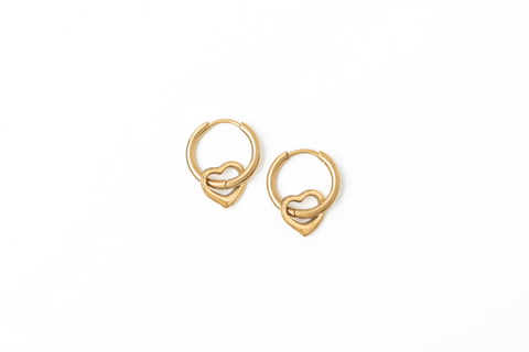 PVD Heart Huggie Earrings