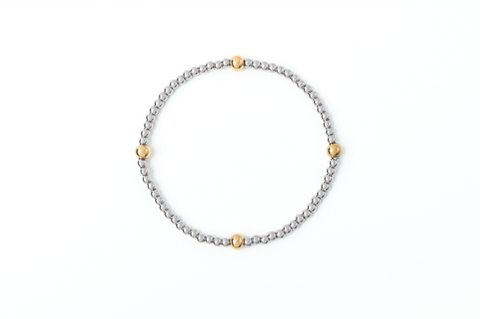 MM 3 & 5mm Mixed Metal Stretch Bracelet