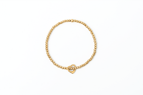 PVD 3mm Stretch Bracelet with Heart