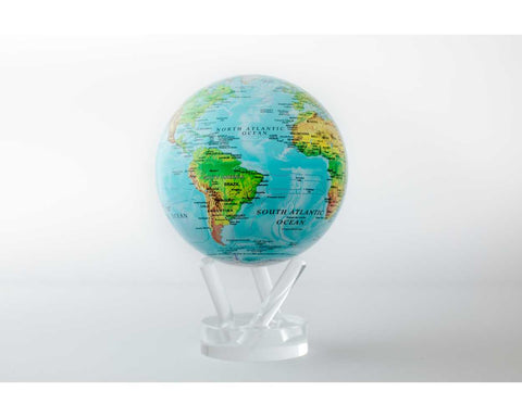 Blue Relief Map World Globe MOVA Globe 4.5" with Acrylic Base