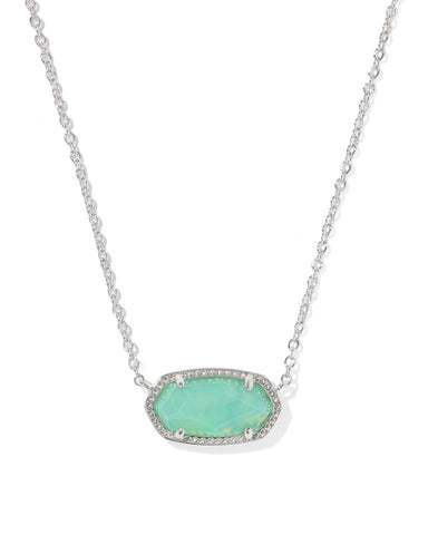 ELISA PENDANT NECKLACE SILVER MINT IRIDESCENT ABALONE