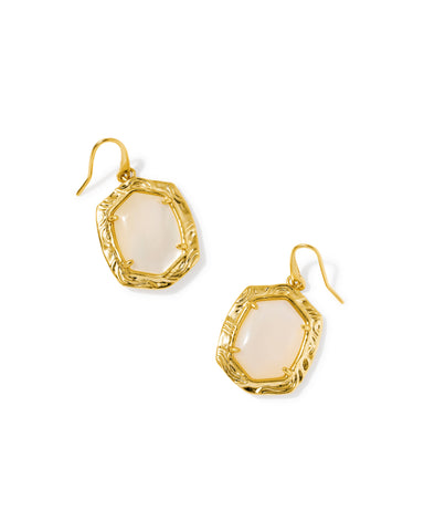 TIGER STRIPED DAPHNE DROP EARRINGS GOLD NATURAL MOTHER OF PEARL