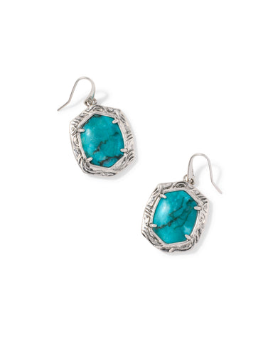 TIGER STRIPED DAPHNE DROP EARRINGS VINTAGE SILVER BLUE MARBLE