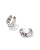 TIGER STRIPED MIKKI HUGGIE EARRINGS SILVER