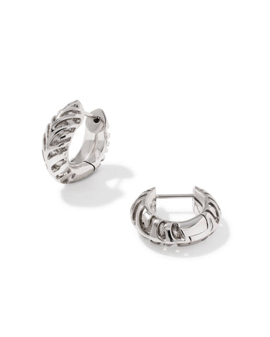 TIGER STRIPED MIKKI HUGGIE EARRINGS SILVER
