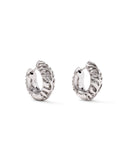 TIGER STRIPED MIKKI HUGGIE EARRINGS SILVER