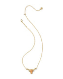 LONGHORN SHORT PENDANT NECKLACE GOLD VARIEGATED ORANGE MAGNESITE