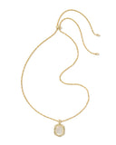 TIGER STRIPED DAPHNE SMALL LONG PENDANT NECKLACE GOLD NATURAL MOTHER OF PEARL