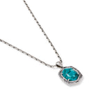 TIGER STRIPED DAPHNE PENDANT NECKLACE VINTAGE SILVER BLUE MARBLE