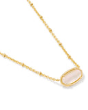 TIGER STRIPED ELISA SHORT PENDANT NECKLACE GOLD NATURAL MOTHER OF PEARL