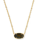 TIGER STRIPED ELISA SHORT PENDANT NECKLACE GOLD DARK BROWN HAWKS EYE