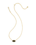 TIGER STRIPED ELISA SHORT PENDANT NECKLACE GOLD DARK BROWN HAWKS EYE