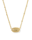 TIGER STRIPED ELISA SHORT PENDANT NECKLACE GOLD DARK BROWN HAWKS EYE