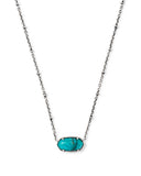 TIGER STRIPED ELISA SHORT PENDANT NECKLACE VINTAGE SILVER BLUE MARBLE